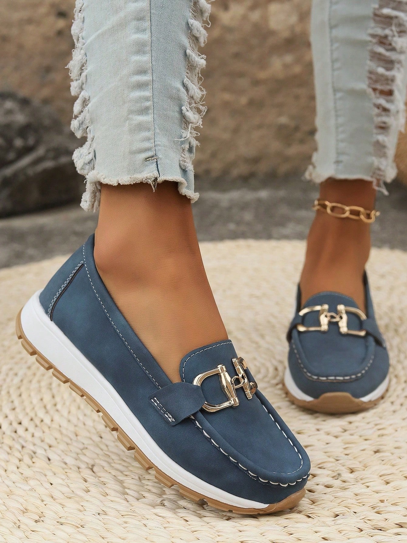 Emma | Women's Flat Loafers Slip-On Buckle Comfort Walking Shoes