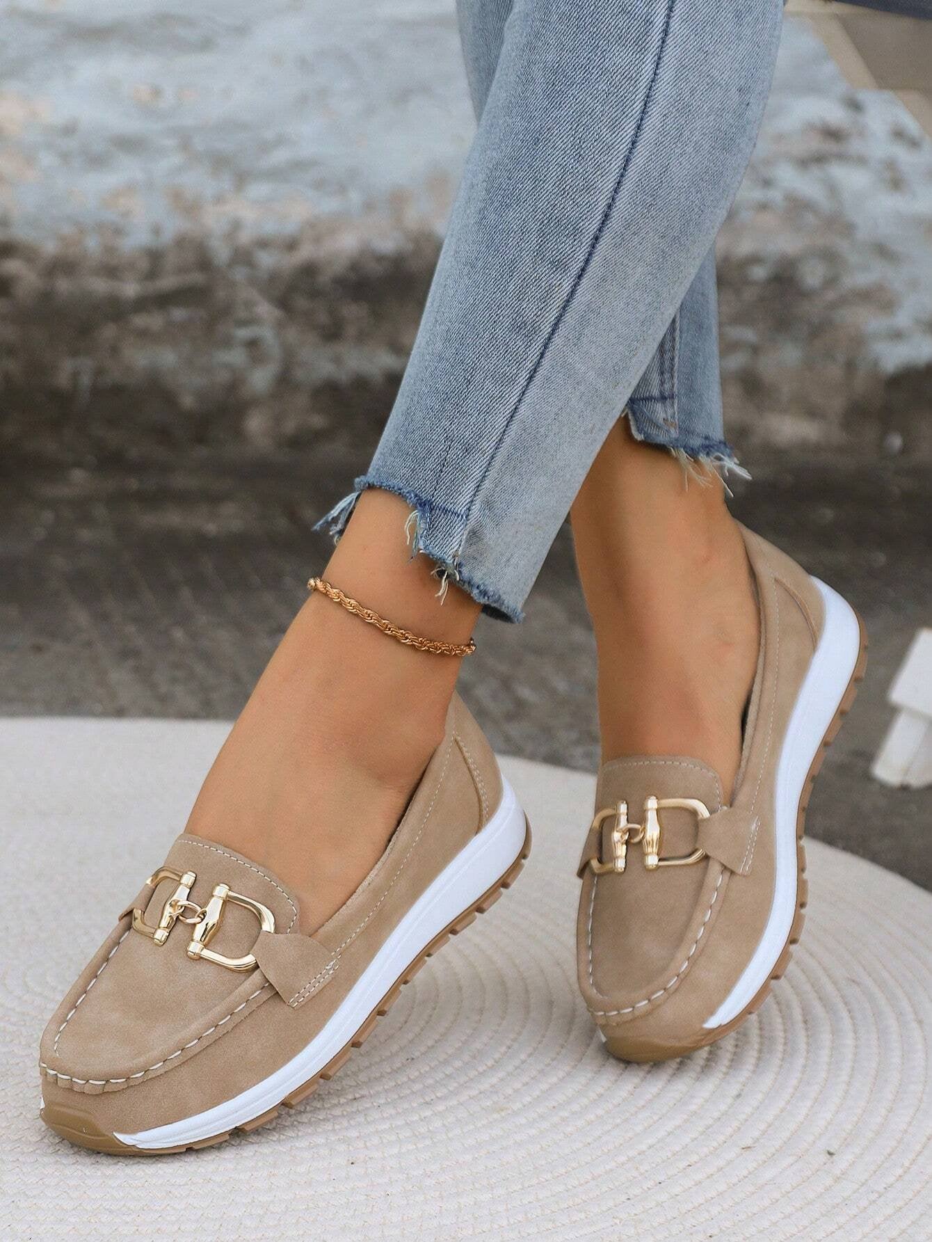 Emma | Women's Flat Loafers Slip-On Buckle Comfort Walking Shoes