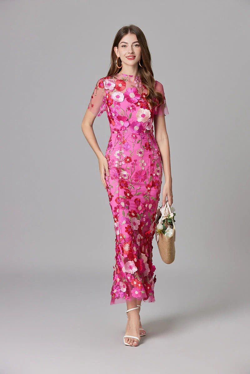 Scarlett | Women's Floral Applique Sleeveless Maxi Dress