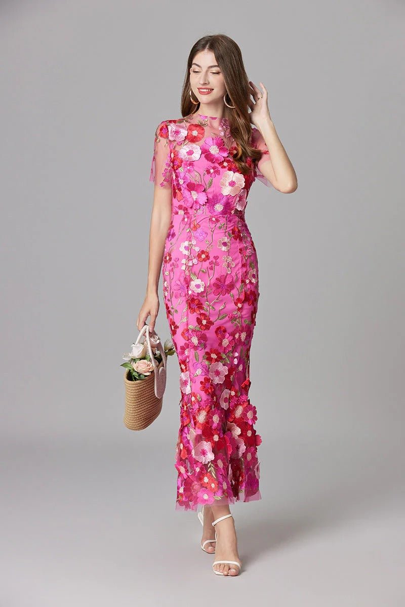 Scarlett | Women's Floral Applique Sleeveless Maxi Dress