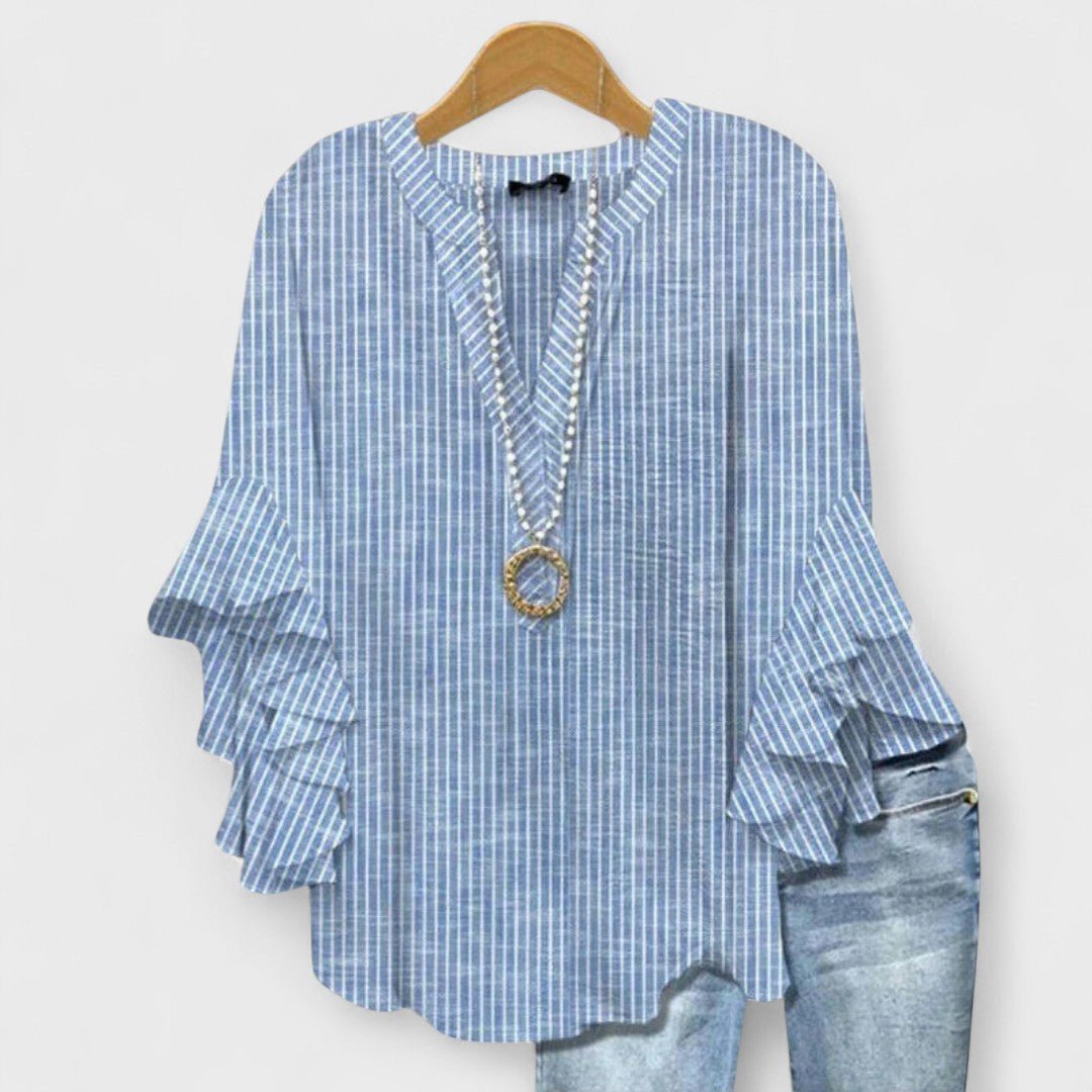 Penelope | Women's Floral Blouse Ruffle Sleeves V-Neck Casual