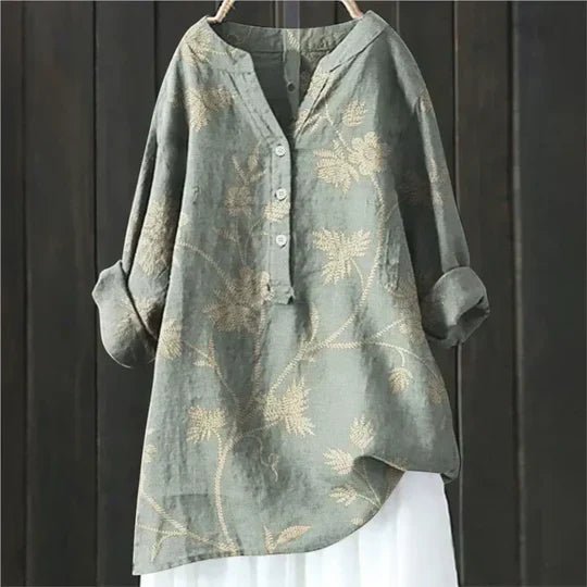 Camila | Women's Floral Tunic Top Long Sleeve Button-Up
