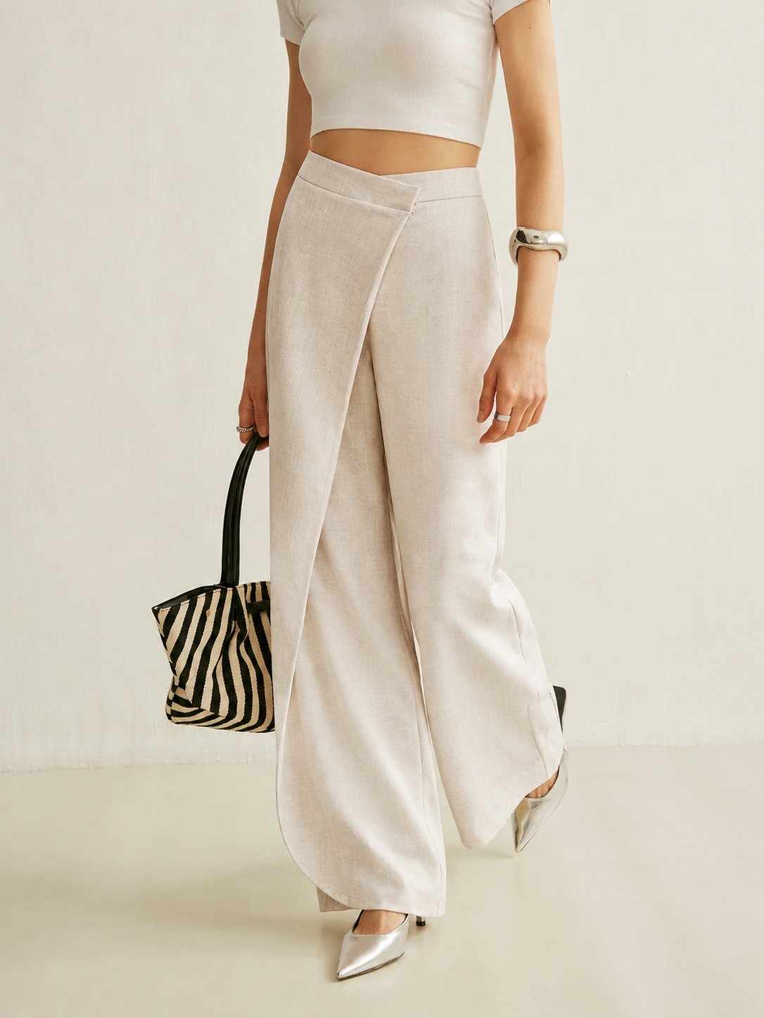 Camila | Women's High-Waist Asymmetric Wrap Wide Leg Pants