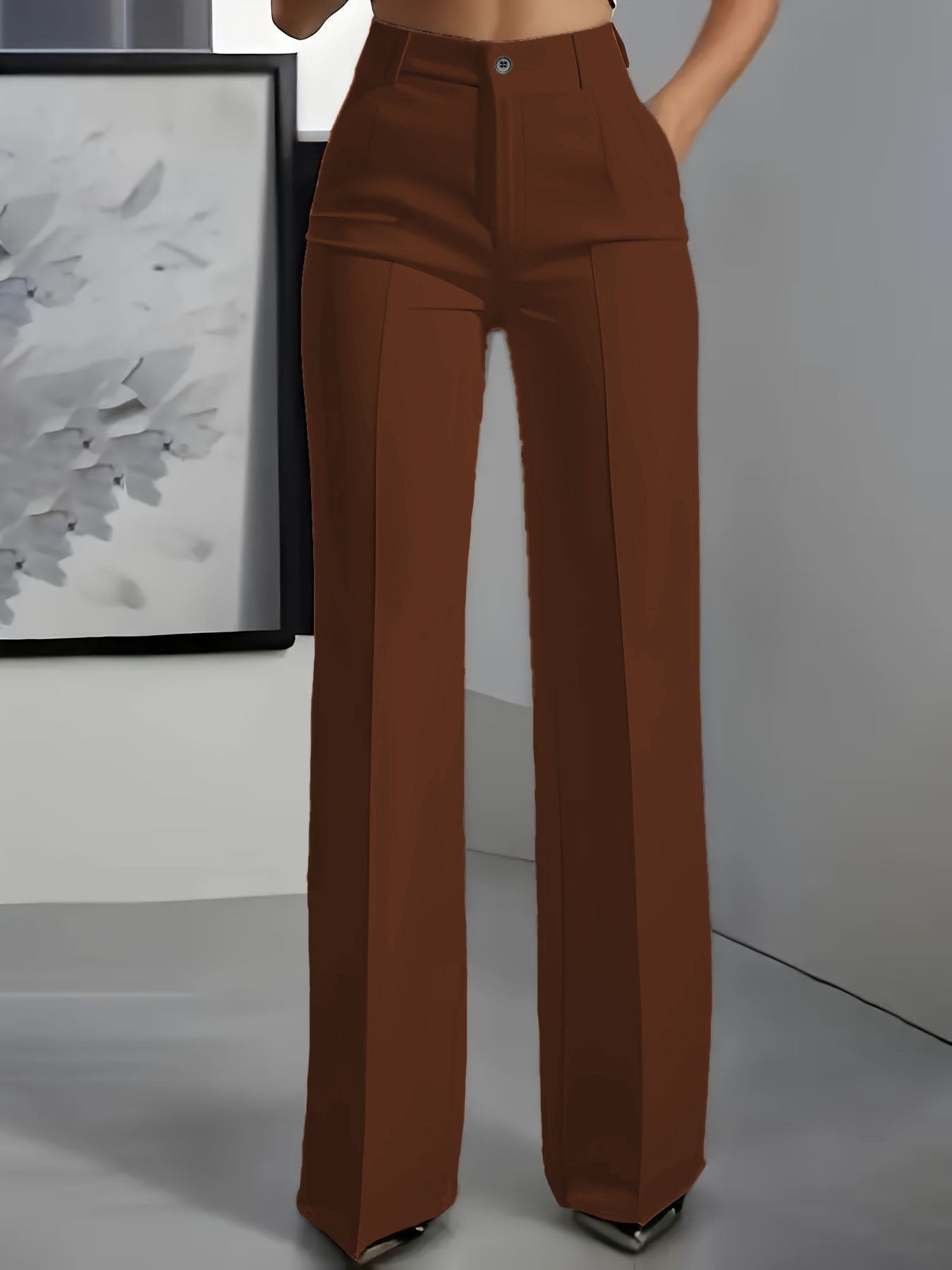 Isabella | Women's High Waisted Wide Leg Pants Front Pleat Straight Fit