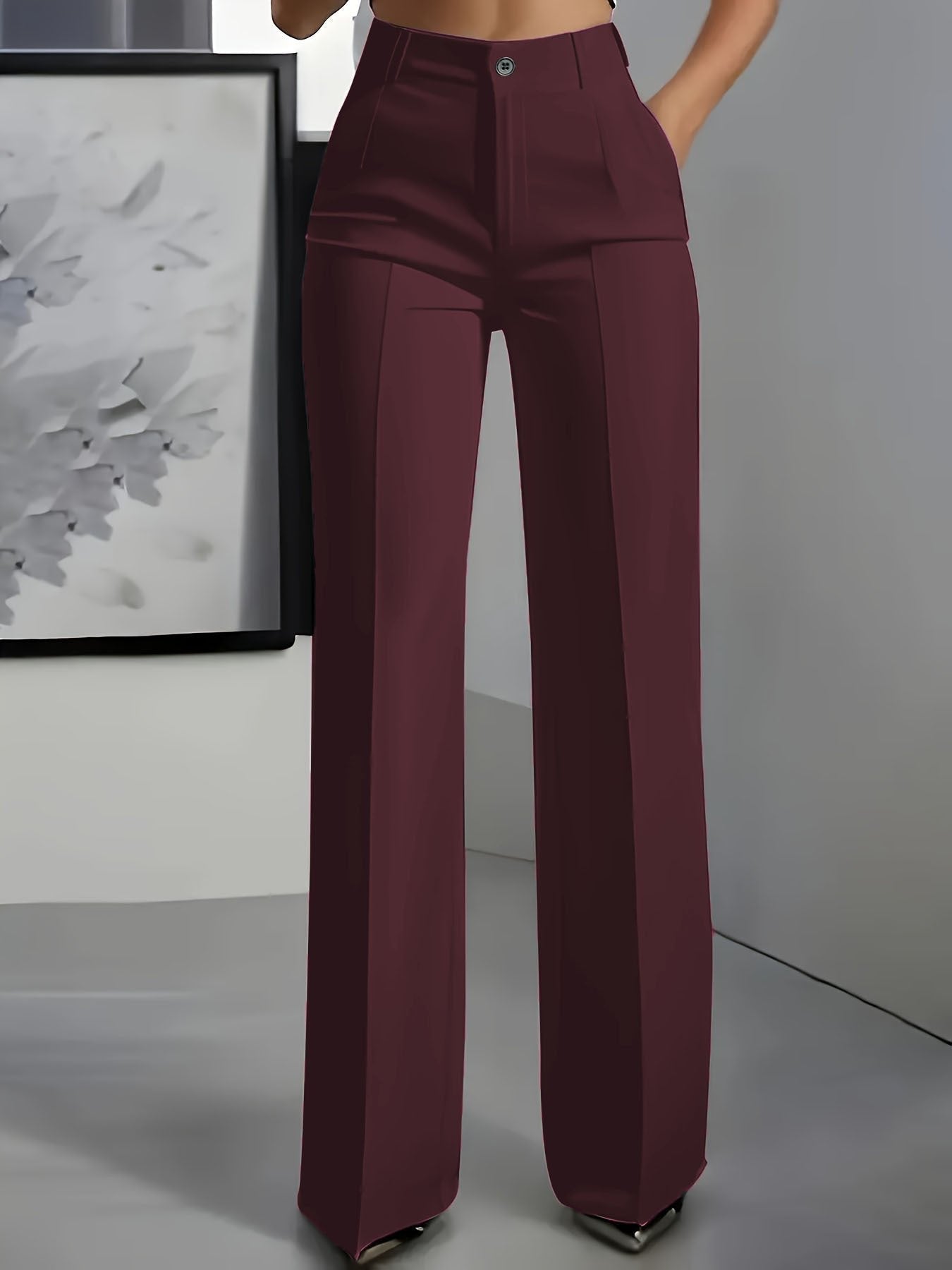 Isabella | Women's High Waisted Wide Leg Pants Front Pleat Straight Fit