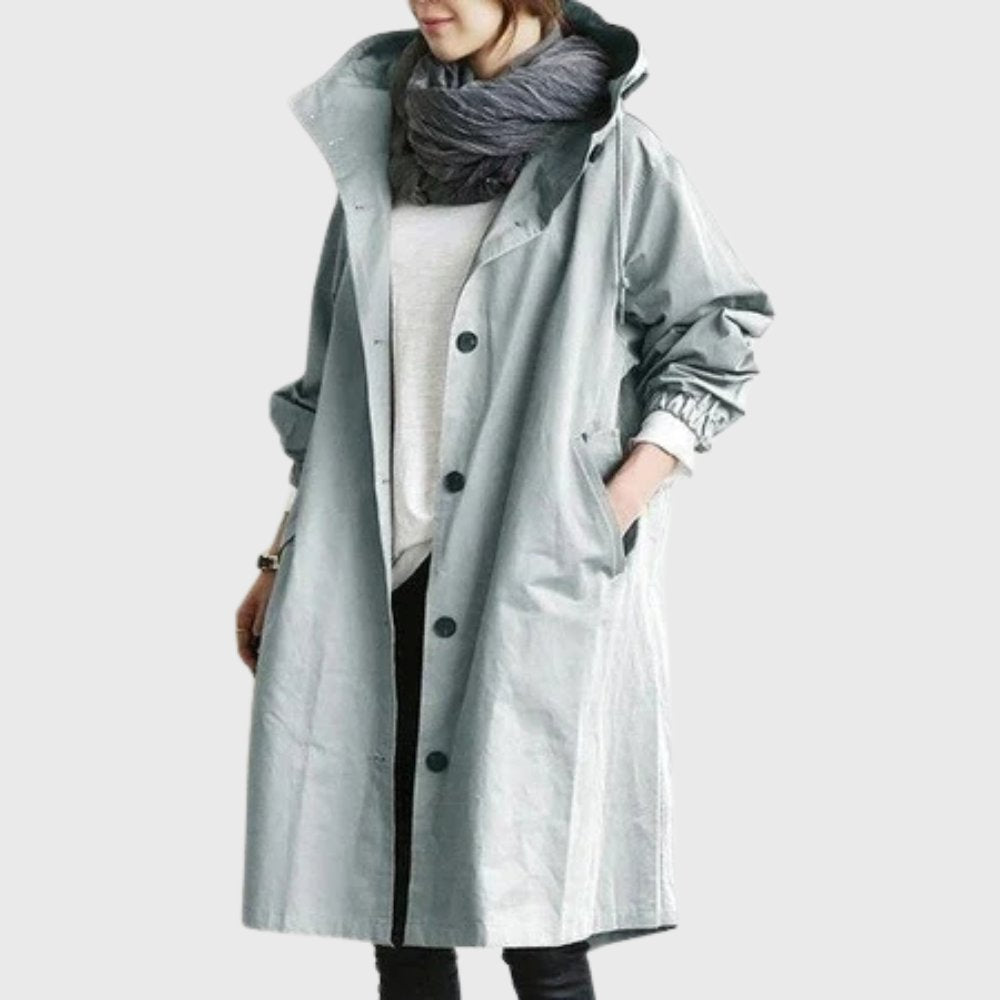 Amelia | Women's Hooded Waterproof Relaxed-Fit Long Trench Coat