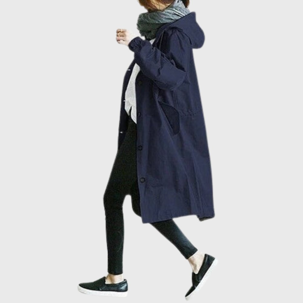 Amelia | Women's Hooded Waterproof Relaxed-Fit Long Trench Coat