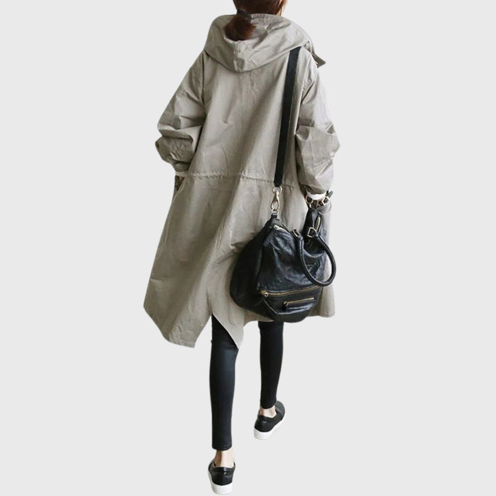 Amelia | Women's Hooded Waterproof Relaxed-Fit Long Trench Coat