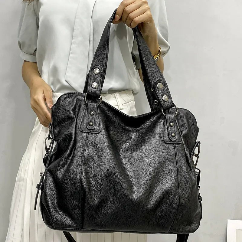 Amelia | Women's Large Capacity Leather Shoulder Tote Bag Studded
