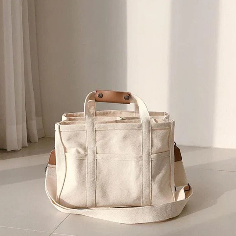 Olivia | Women's Large-Capacity Multi-Pocket Canvas Tote Bag Crossbody