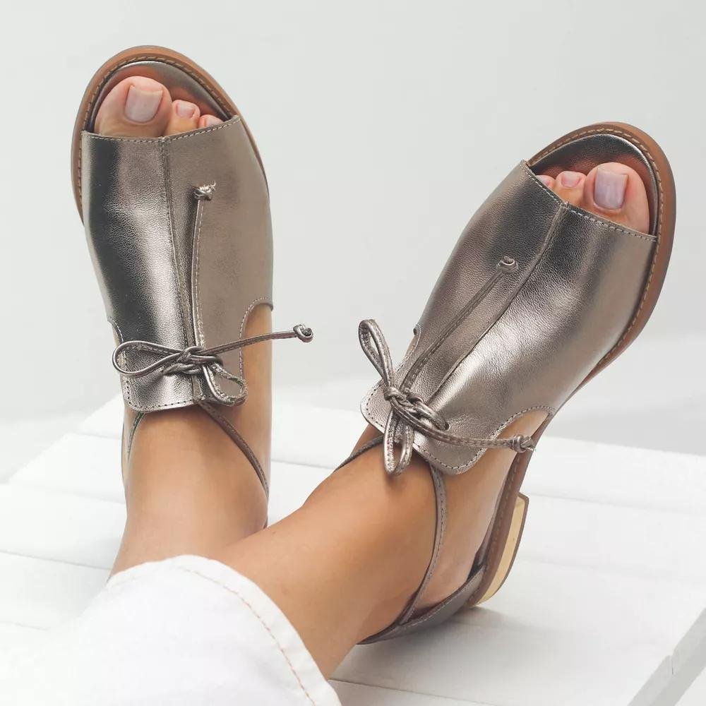 Scarlett | Women's Leather Strap Sandals Adjustable Bow Tie Open Toe
