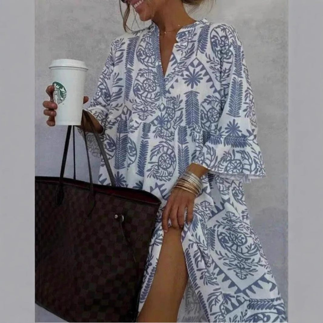 Scarlett | Women's Loose-Fit Floral Print Tiered Tunic Dress