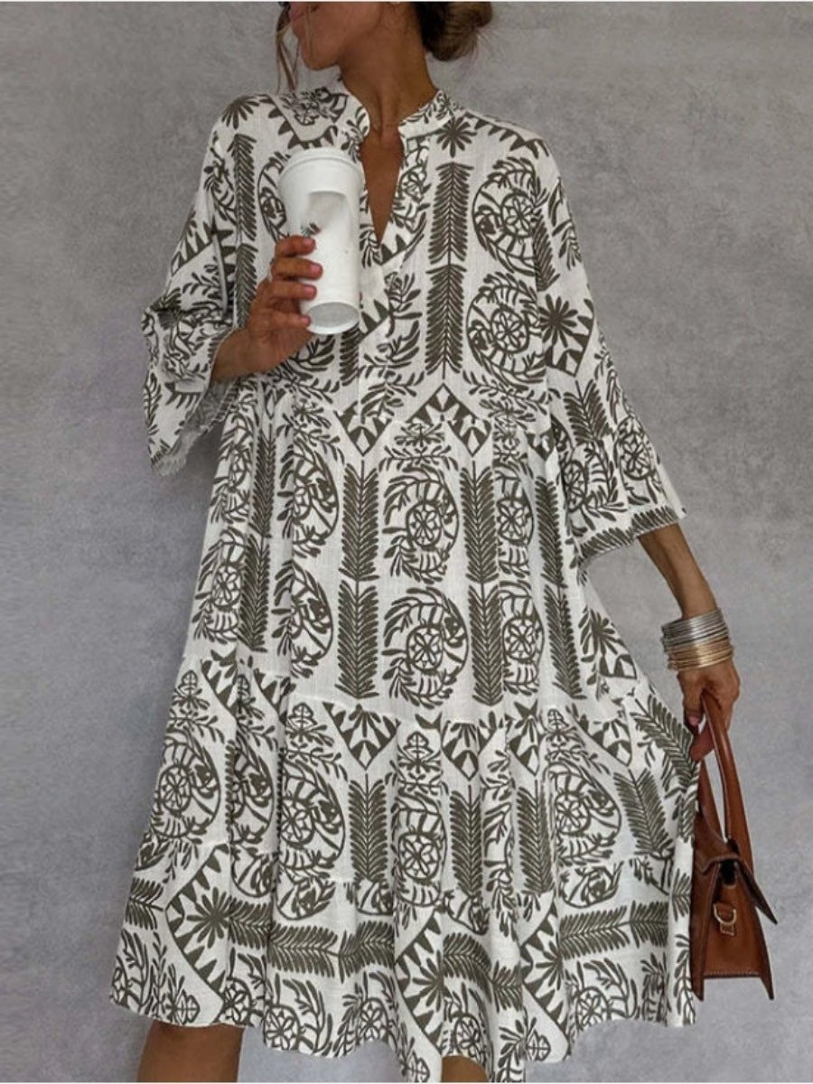 Scarlett | Women's Loose-Fit Floral Print Tiered Tunic Dress