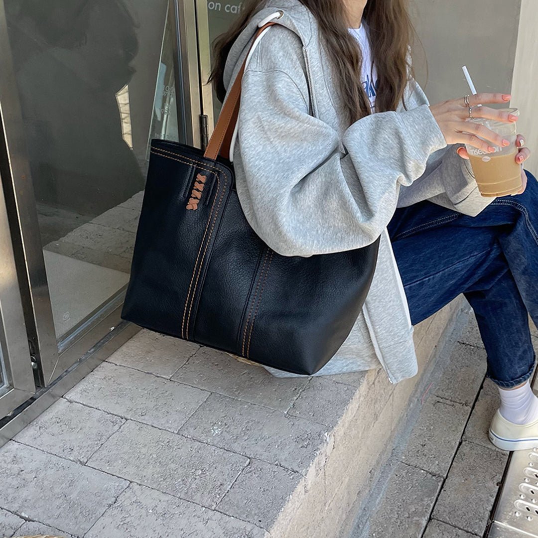 Harper | Women's Minimalist Vegan Leather Large Shoulder Tote Bag