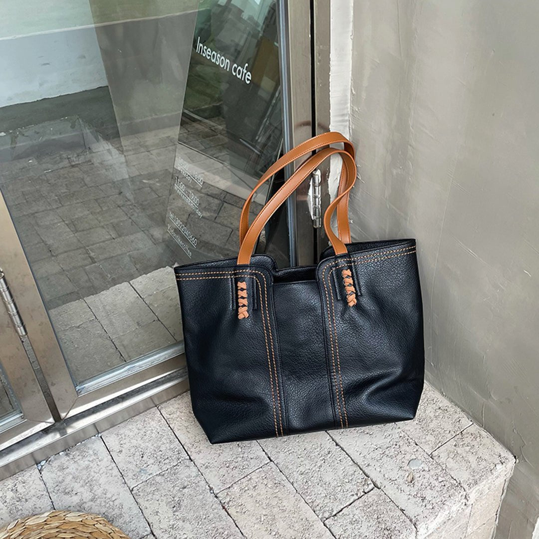 Harper | Women's Minimalist Vegan Leather Large Shoulder Tote Bag
