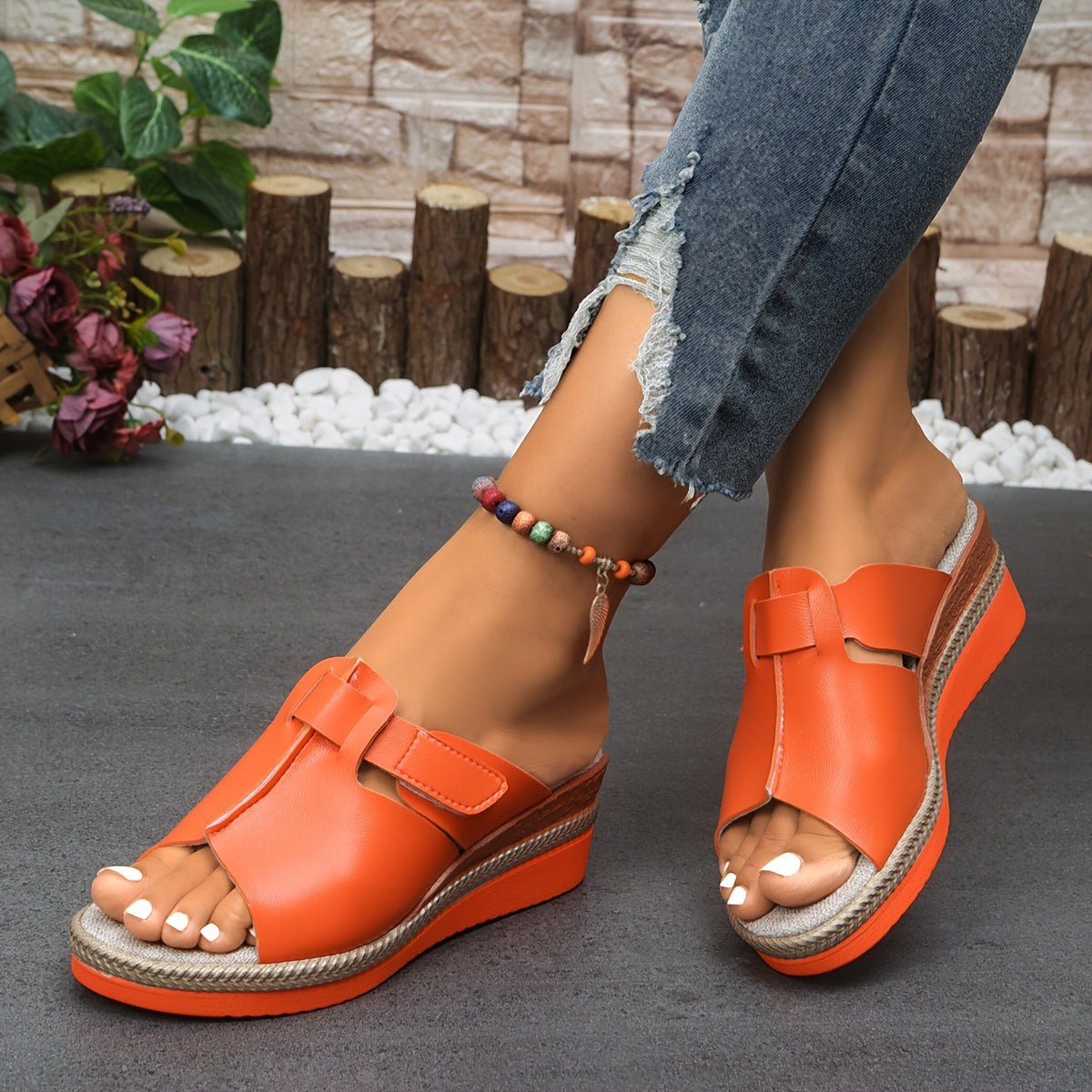 Layla | Women's Open-Toe Wedge Platform Comfortable Sandals Hook-Loop Strap