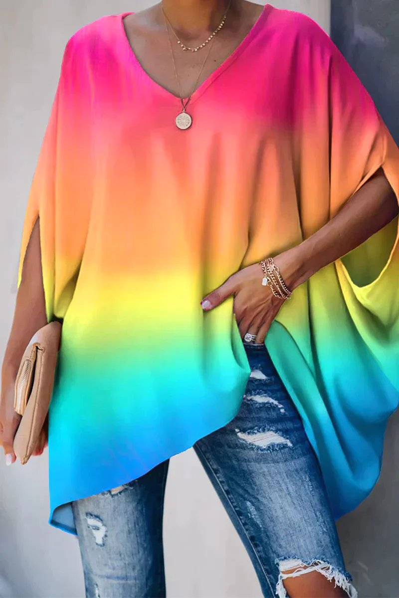 Madison | Women's Oversized Batwing-Sleeve V-Neck Tunic Top