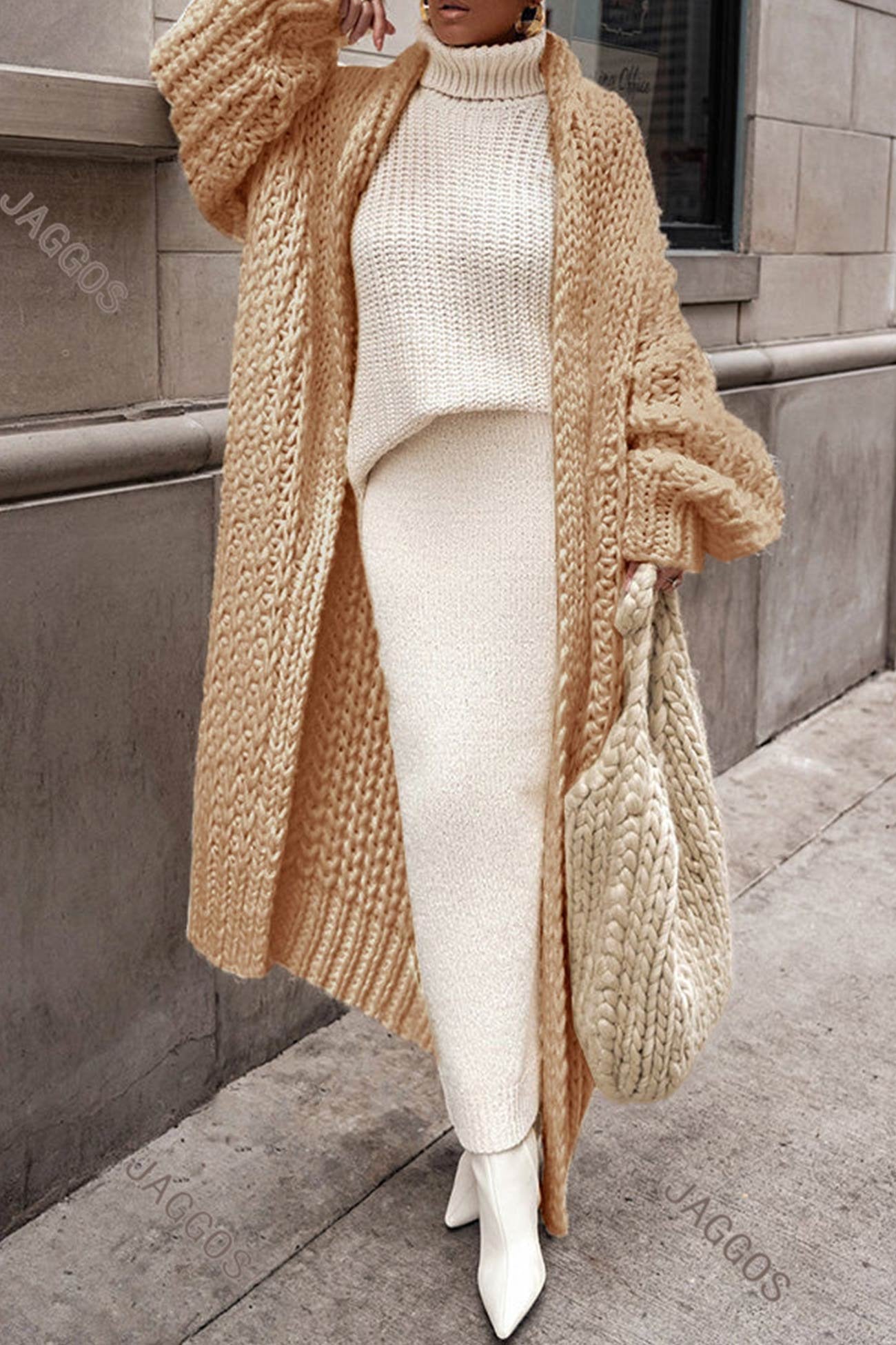 Aria | Women's Oversized Open-Front Chunky Knit Longline Cardigan