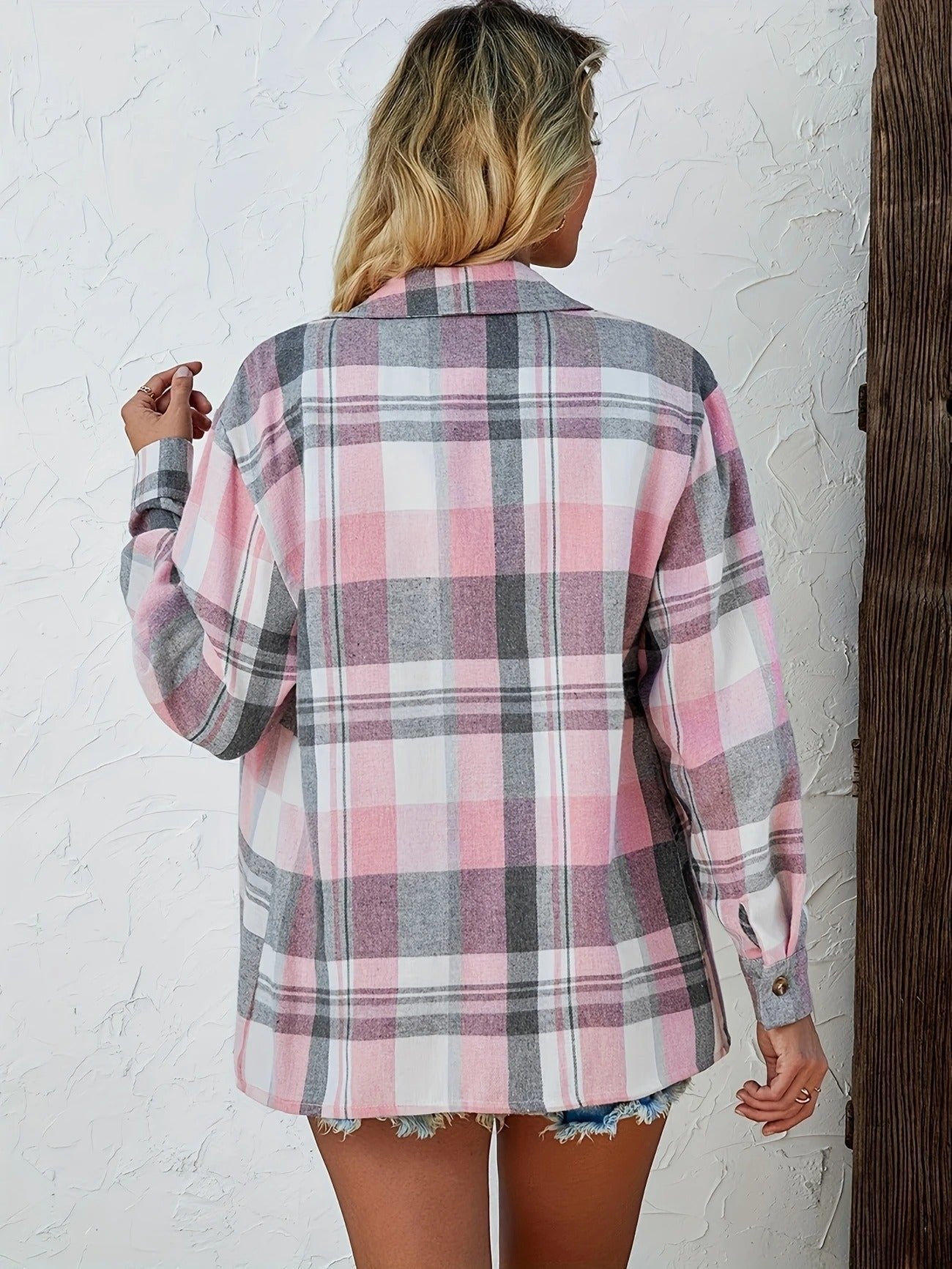 Mia | Women's Oversized Plaid Flannel Open-Front Cardigan Shirt
