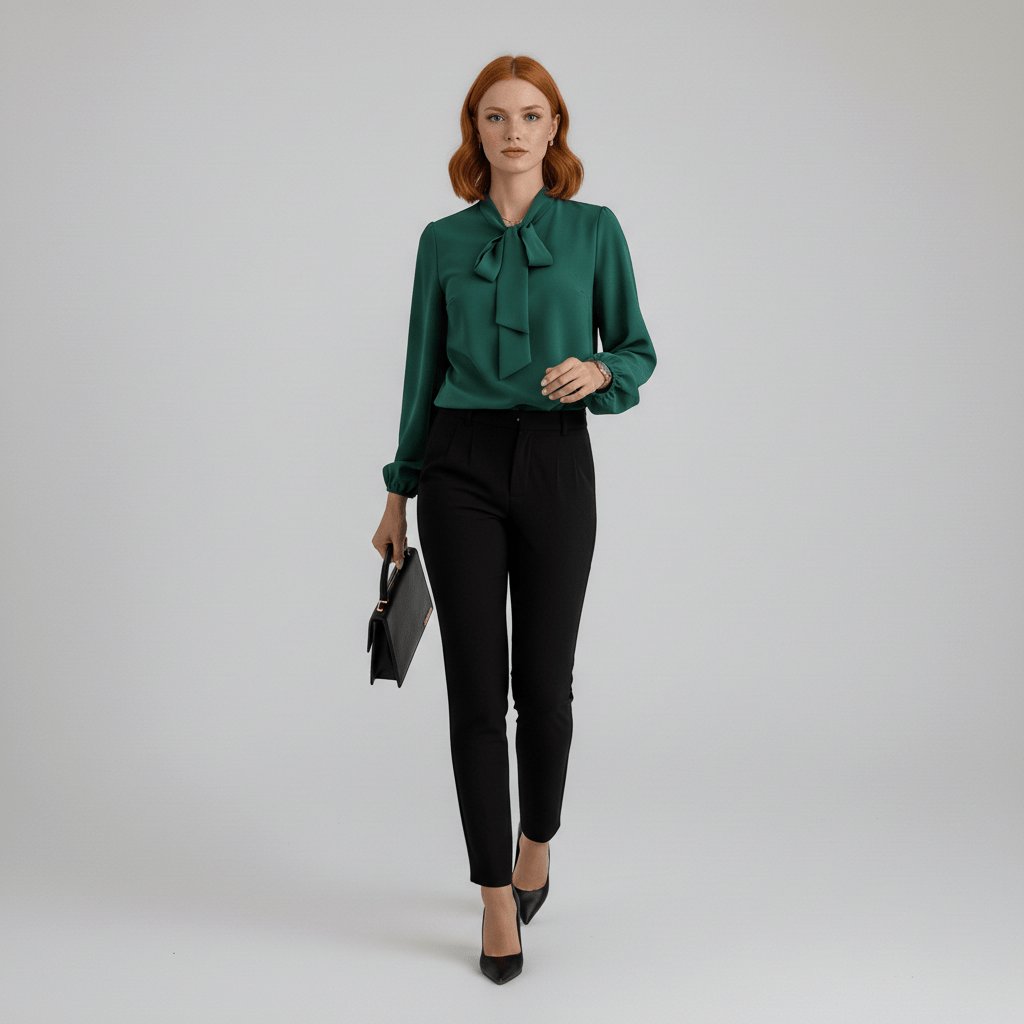 Penelope | Women's Relaxed-Fit Bow-Tie Neck Long-Sleeve Blouse