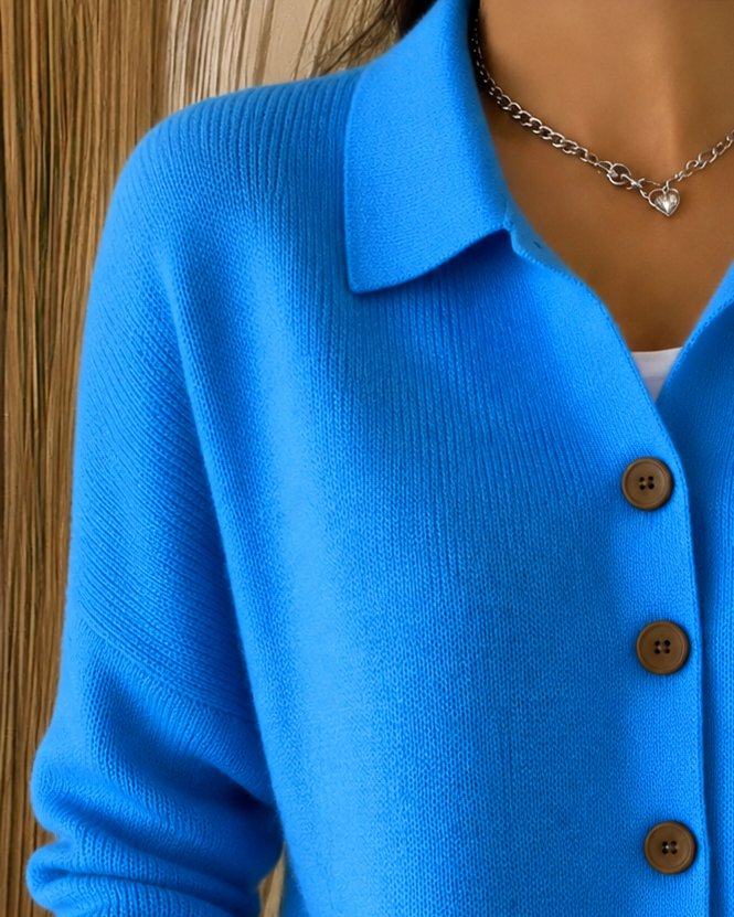 Emma | Women's Relaxed-Fit Button-Up Collared Knit Cardigan