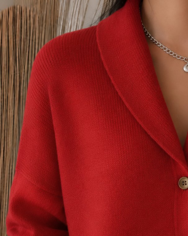 Emma | Women's Relaxed-Fit Button-Up Collared Knit Cardigan
