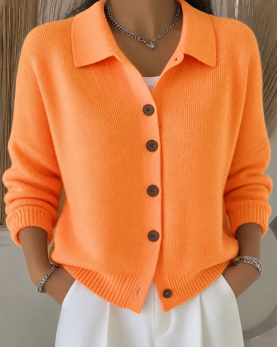 Emma | Women's Relaxed-Fit Button-Up Collared Knit Cardigan