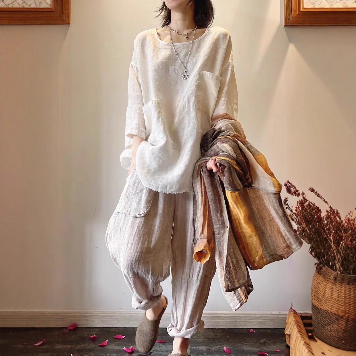 Grace | Women's Relaxed-Fit Linen Patch-Pocket Tunic