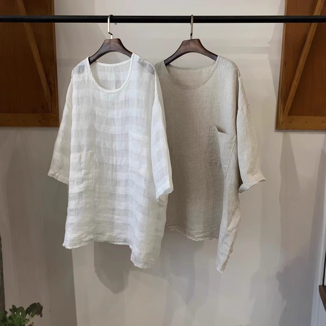 Grace | Women's Relaxed-Fit Linen Patch-Pocket Tunic
