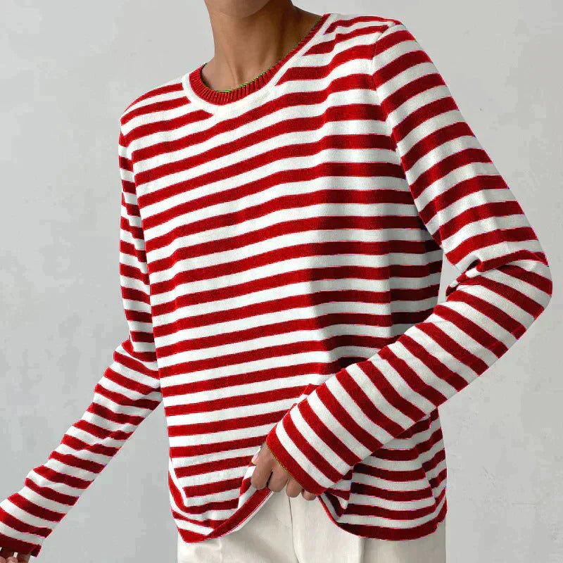 Evelyn | Women's Relaxed-Fit Nautical Striped Long Sleeve Sweater