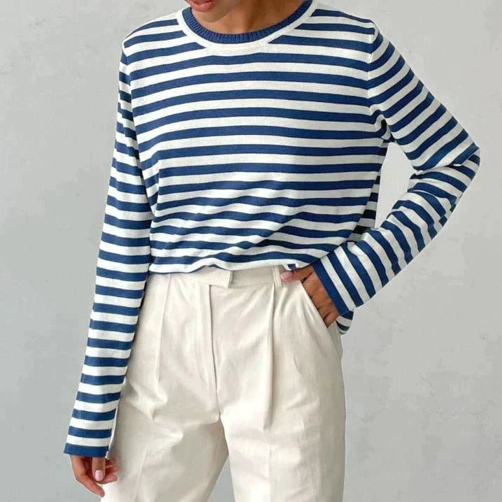 Evelyn | Women's Relaxed-Fit Nautical Striped Long Sleeve Sweater
