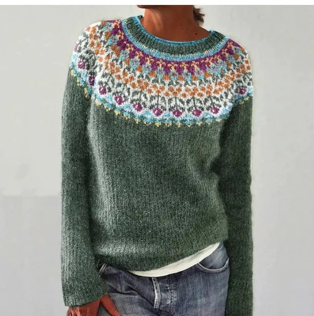 Aria | Women's Retro Striped Relaxed-Fit Knit Sweater