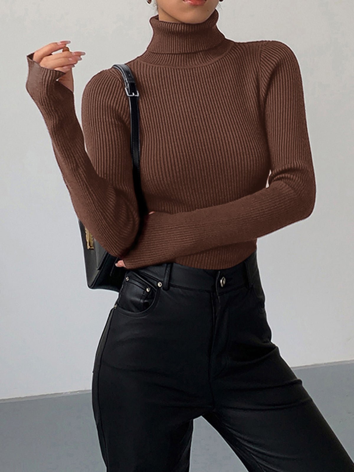 Scarlett | Women's Ribbed Turtleneck Lightweight Knit Sweater