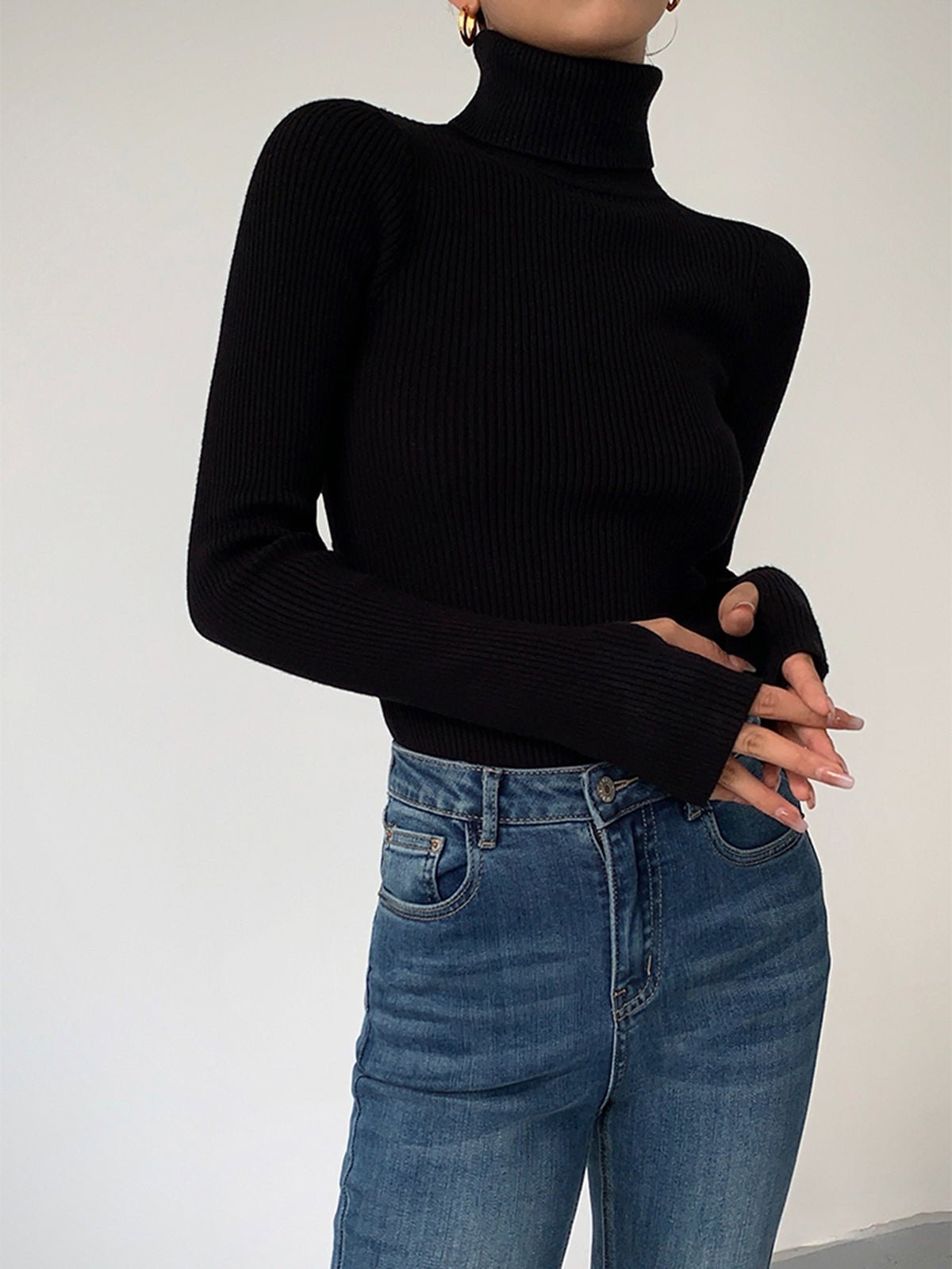 Scarlett | Women's Ribbed Turtleneck Lightweight Knit Sweater