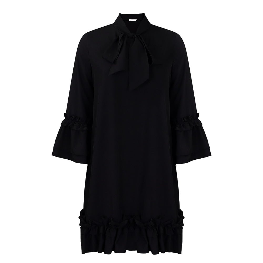 Madison | Women's Ruffle-Hem Bow-Neck Tunic Mini Dress