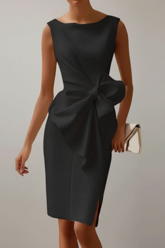 Victoria | Women's Sleeveless Bow-Detail Midi Cocktail Dress