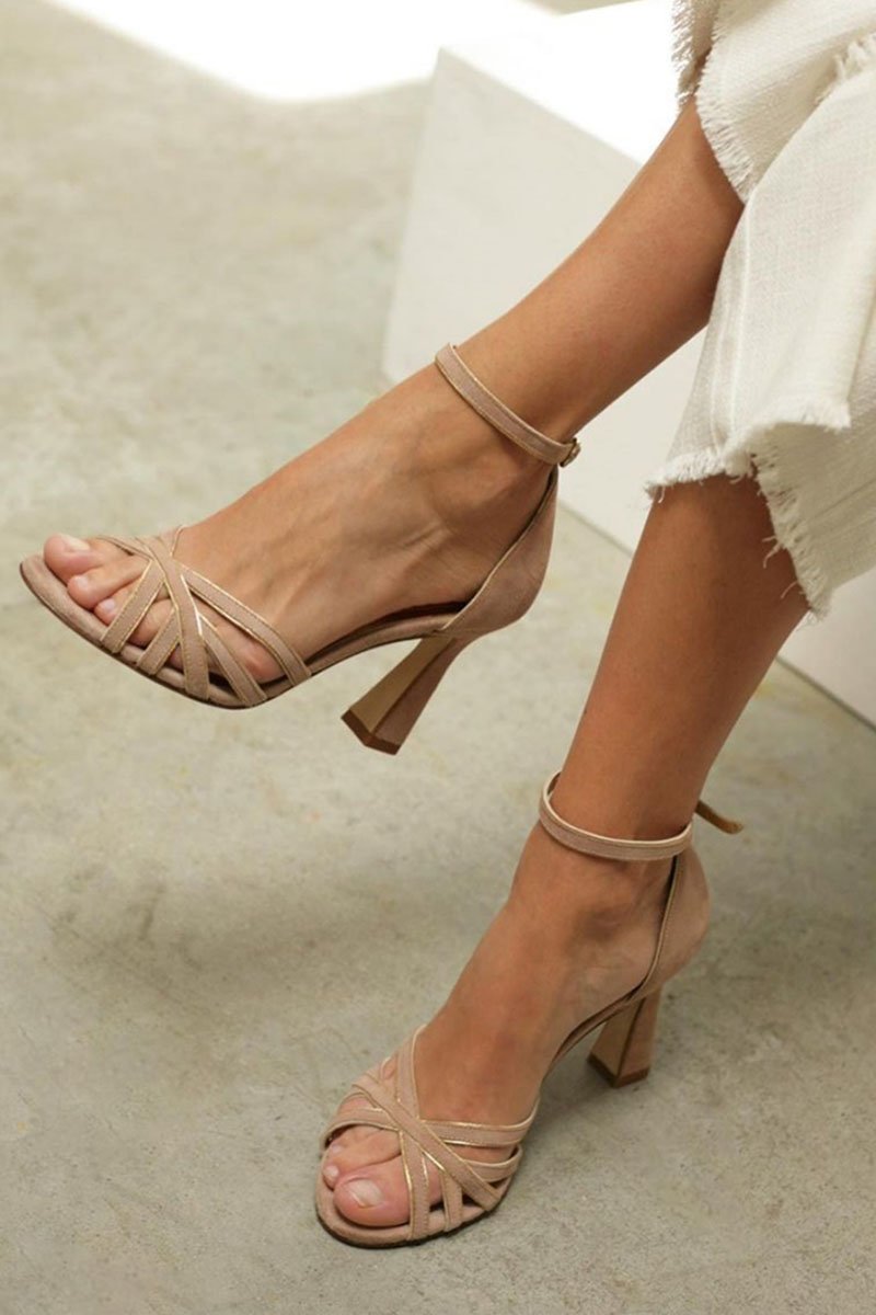 Evelyn | Women's Strappy Heeled Sandals Ankle Strap Block Heel