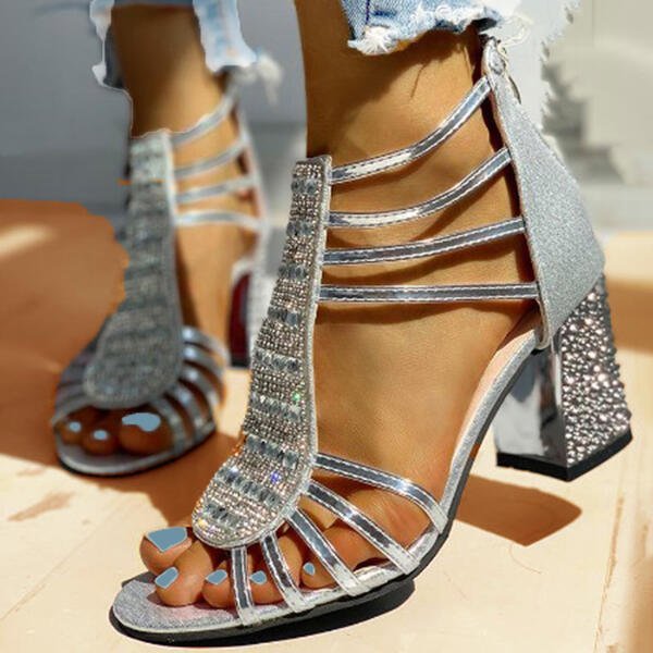 Harper | Women's Strappy Rhinestone Block Heel Comfortable Sandals