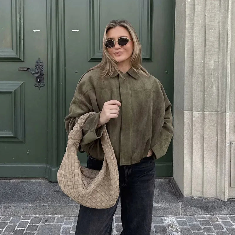Bella | Women's Oversized Cropped Bomber Jacket