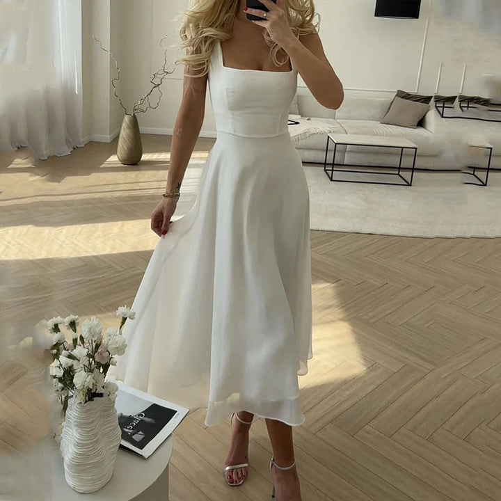 Hannah | Women Wedding Guest Elegant Square Midi Dress
