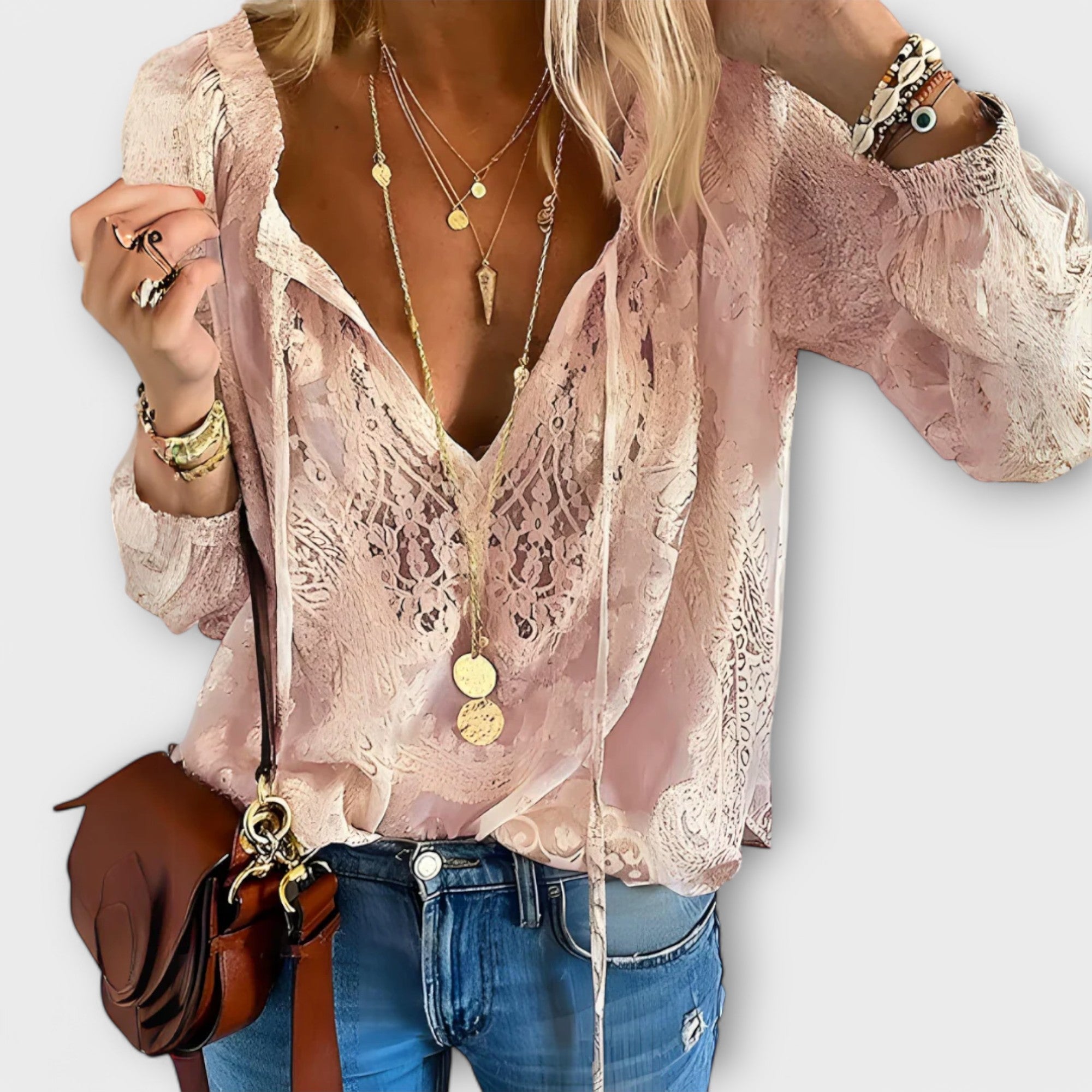 Victoria | Women's Boho V Neck Long Sleeve Casual Top