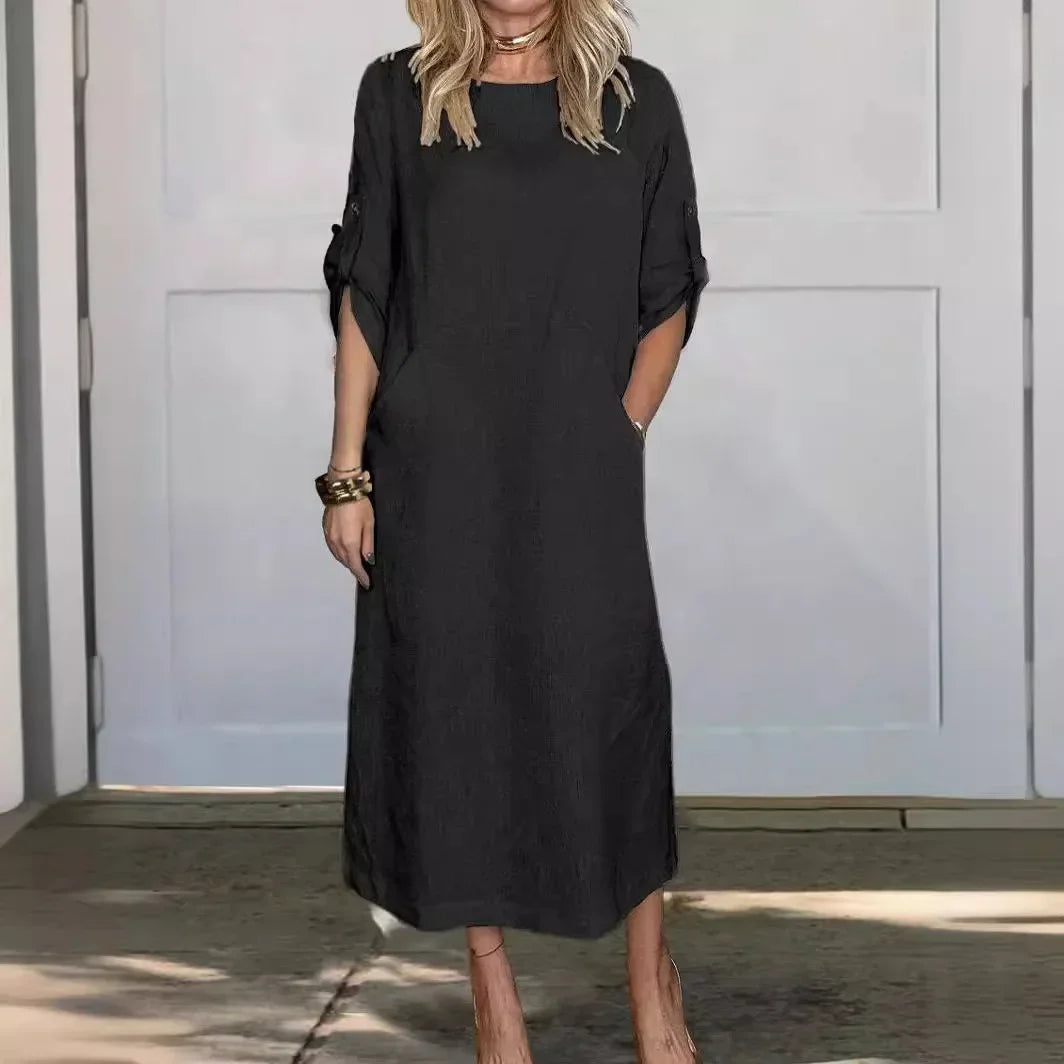 Gabriella | Women's A-Line Loose Fit Draped Dress Evening