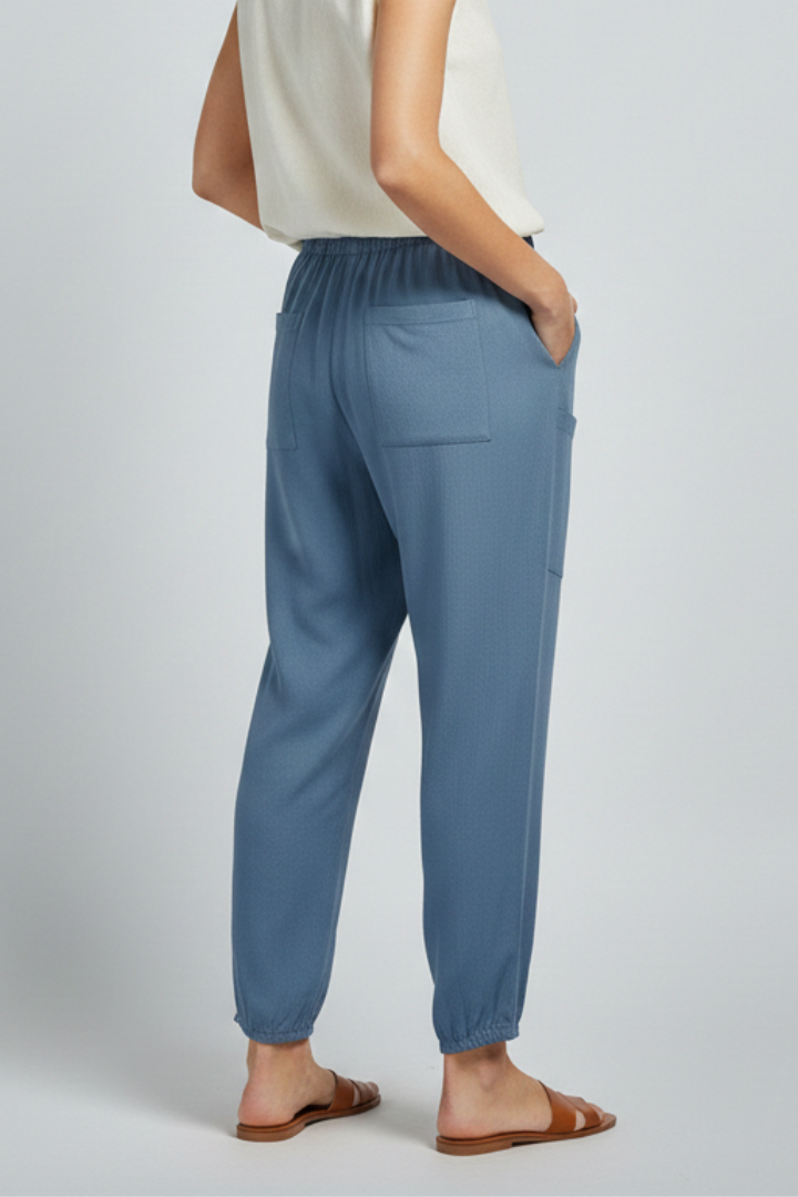 Anna | Women’s Trousers with Drawstring Waist and Button Hem