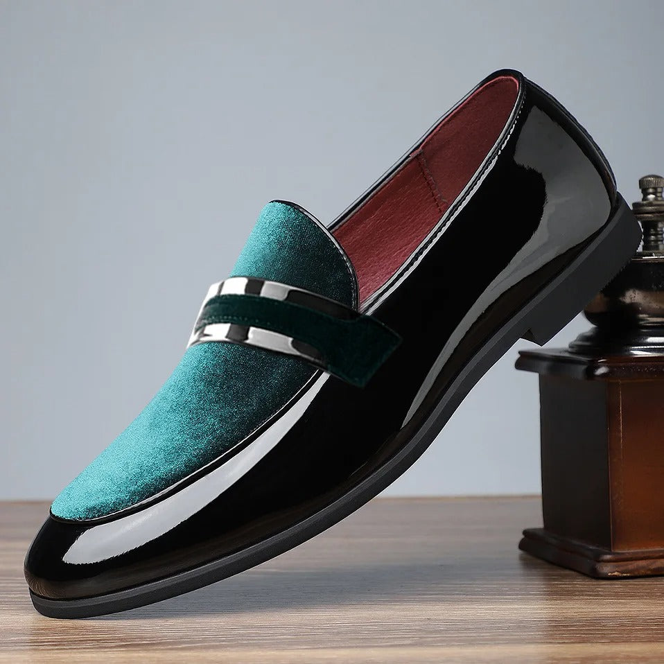 James | Men's Penny Loafers Italian Leather Suede Detail Slip-On