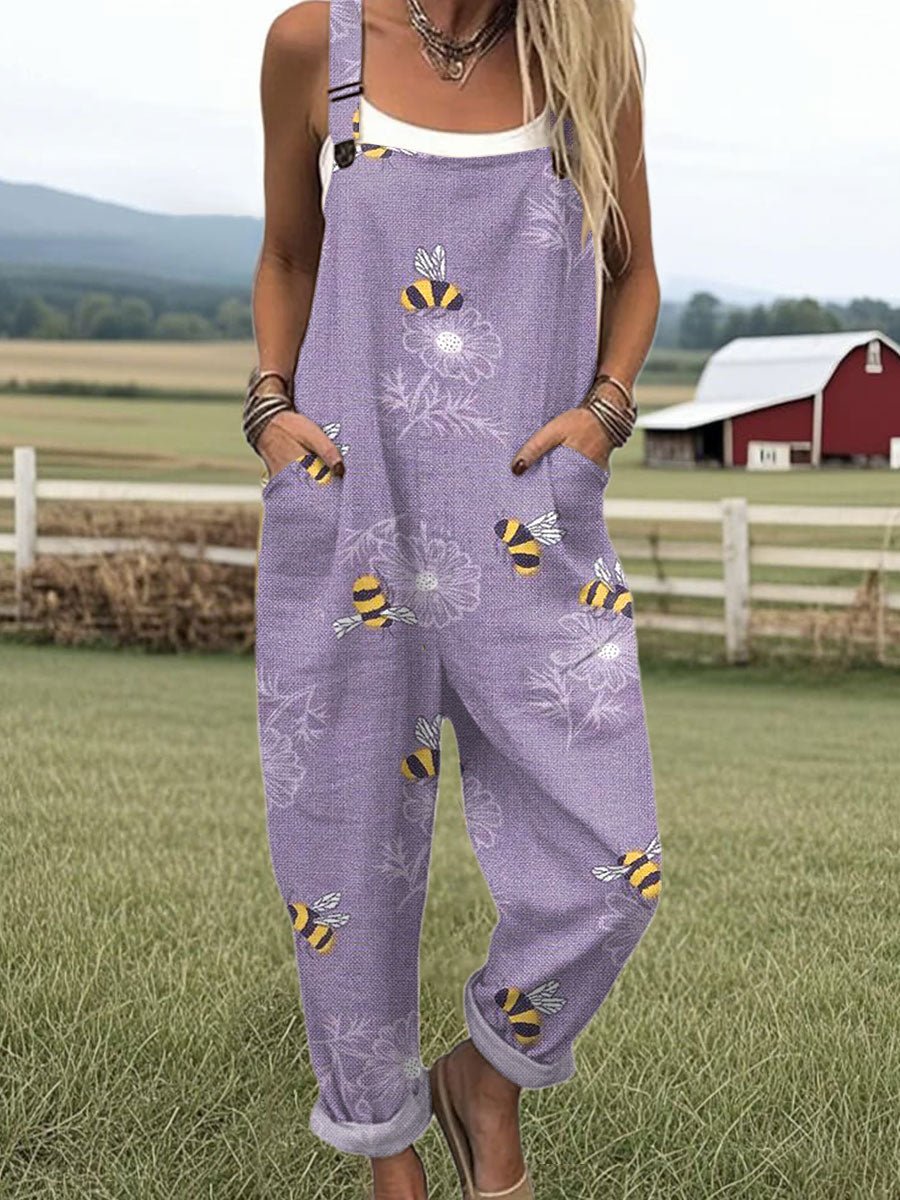 Chloe | Bee Blossom Jumpsuit Adjustable Straps Relaxed Fit