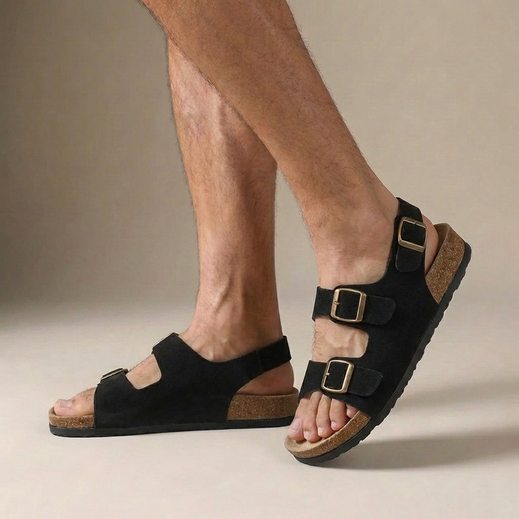 Simon | Men’s Orthopedic Cork Sole Buckle Slingback Sandals