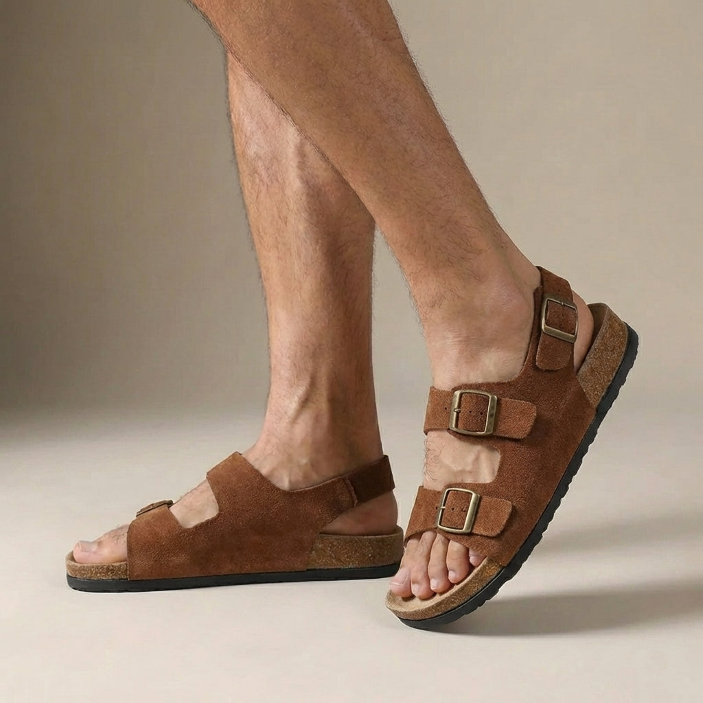 Simon | Men’s Orthopedic Cork Sole Buckle Slingback Sandals