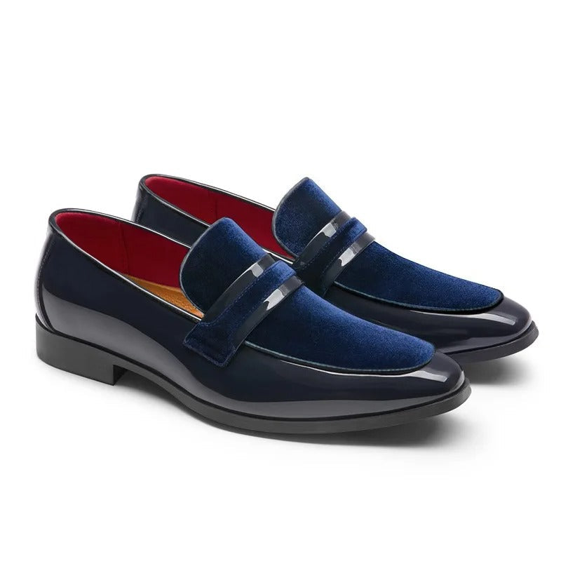 James | Men's Penny Loafers Italian Leather Suede Detail Slip-On