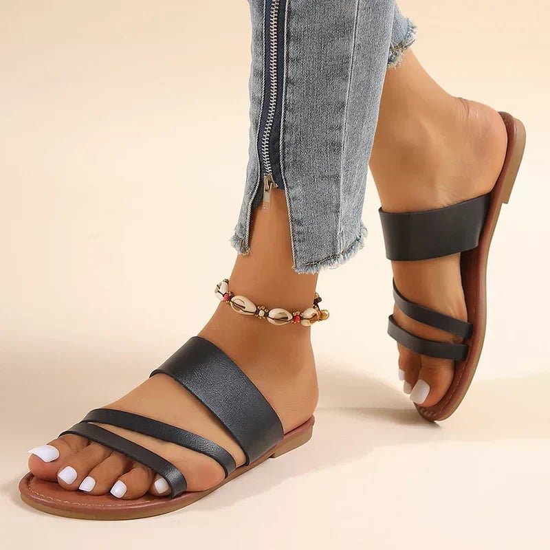 Camila | Cross-Strap Sandals Cushioned Flat Slip-On Summer