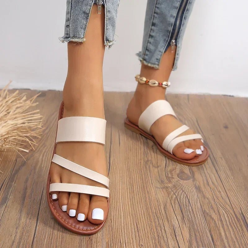 Camila | Cross-Strap Sandals Cushioned Flat Slip-On Summer